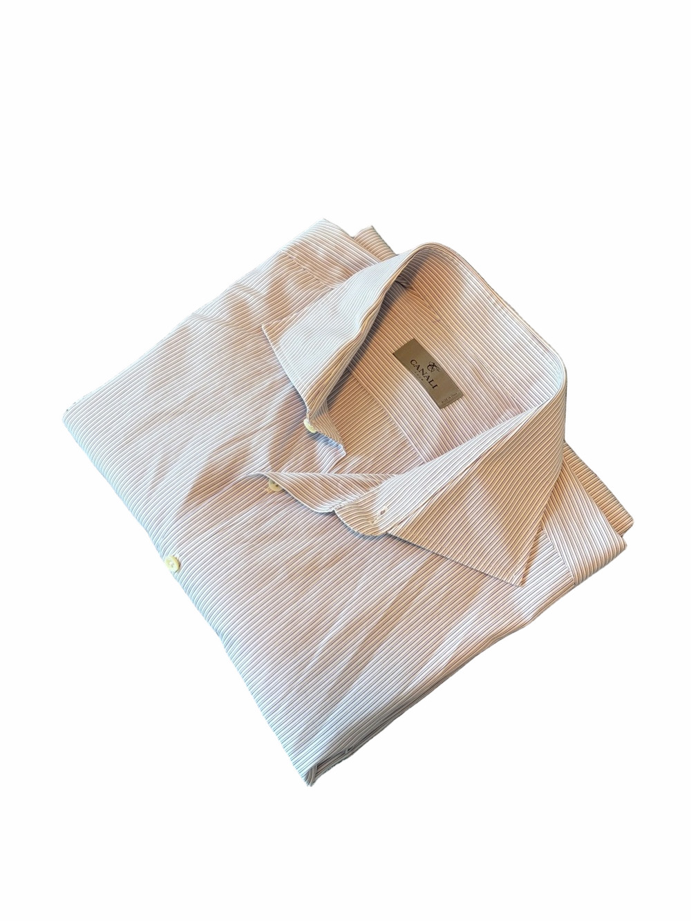 Canali Pink and White Pinstripe Dress Shirt